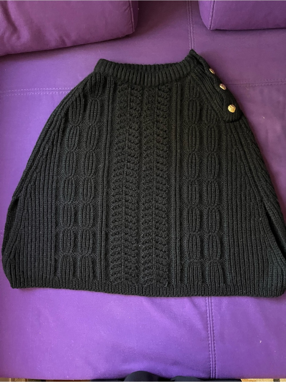 Pink Tartan 💯 Wool Hand Knit Cable Cape OS